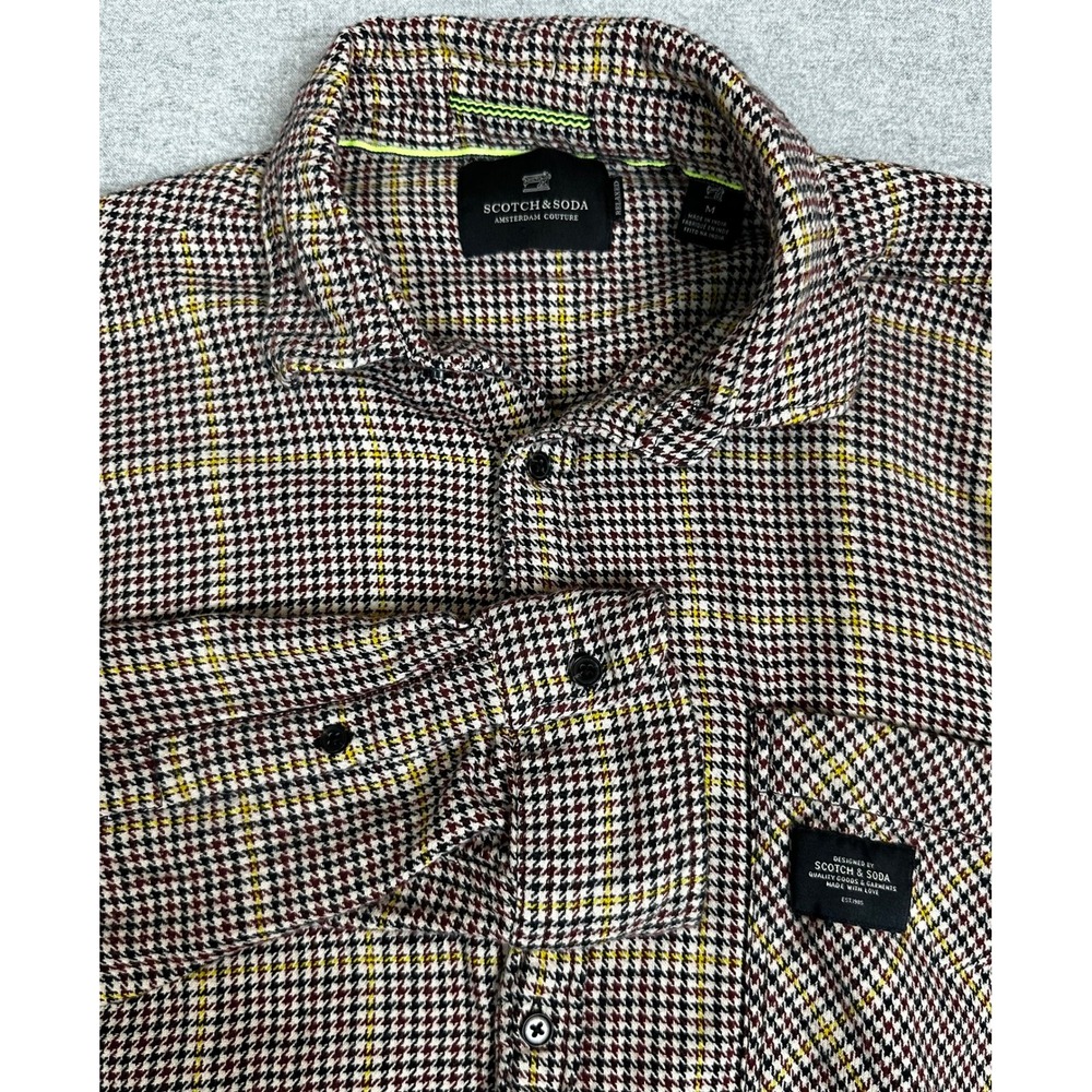 Scotch & Soda Shirt Mens M Multi Color Relaxed Houndstooth Button Down